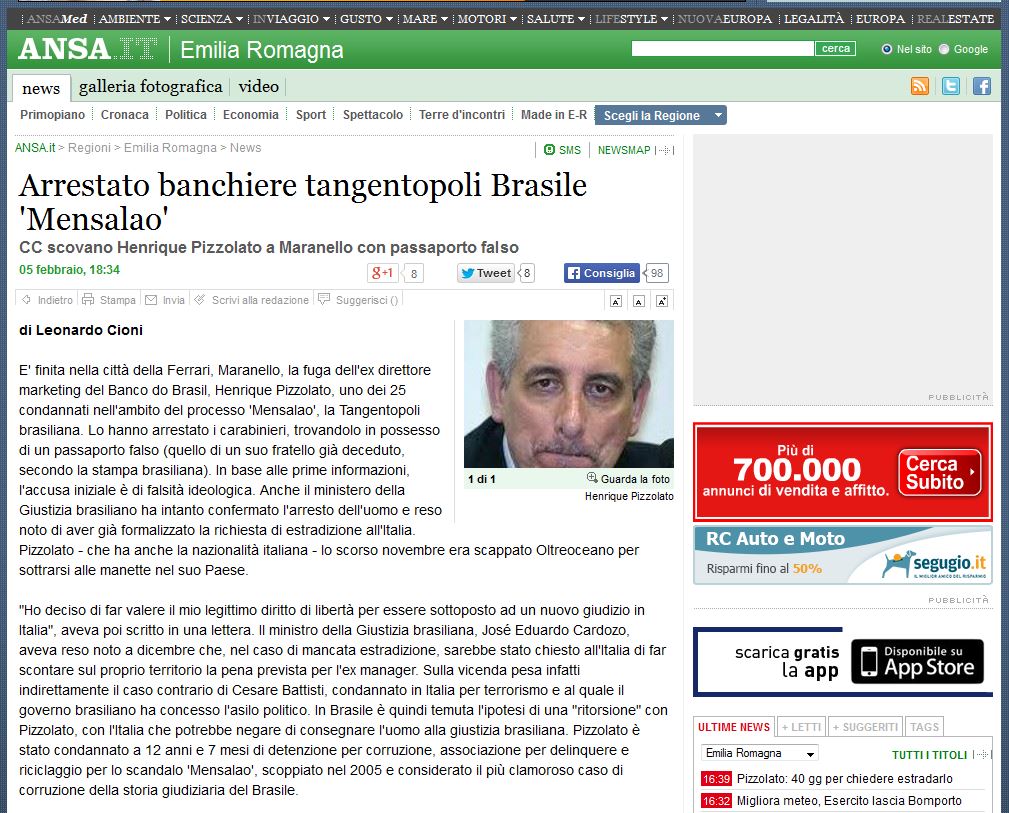 Preso banqueiro integrante do "mensalao" brasileiro