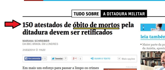 Folha de São Paulo online, 31 mar 2014