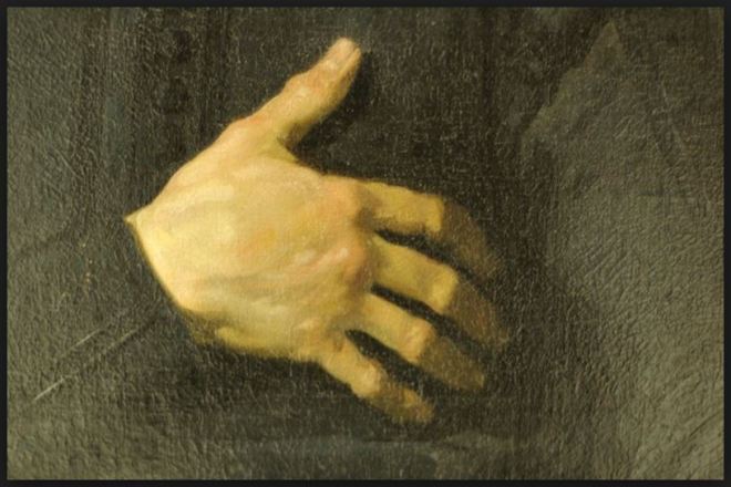 Homem com a mão no coração (detalhe) by Frans Hals, pintor flamengo, séc. XVI