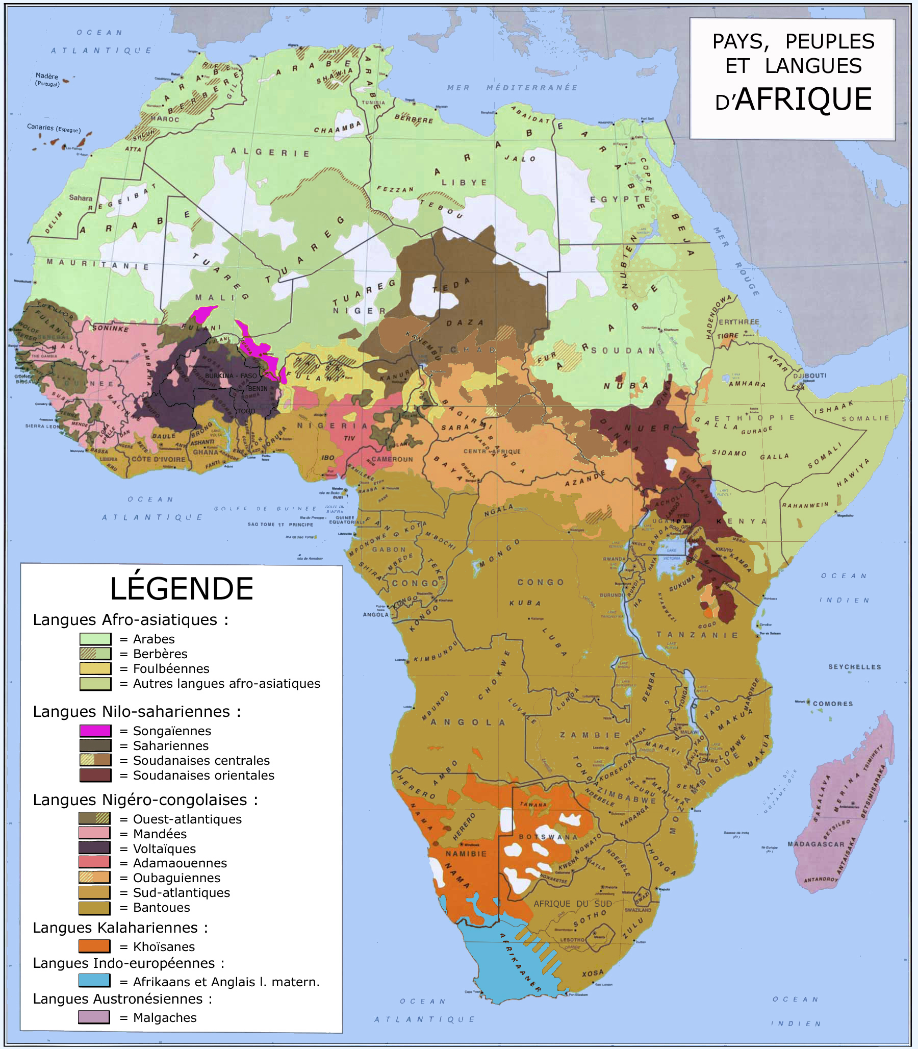 África ― principais famílias linguísticas